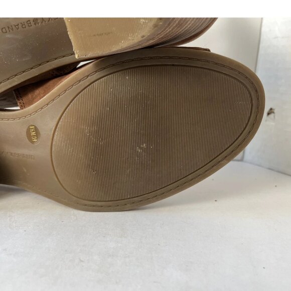 Lucky Brand Barimo Brown Suede Peep Toe Booties 8 - Picture 14 of 15